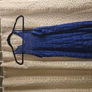 Blue lace high neck dress